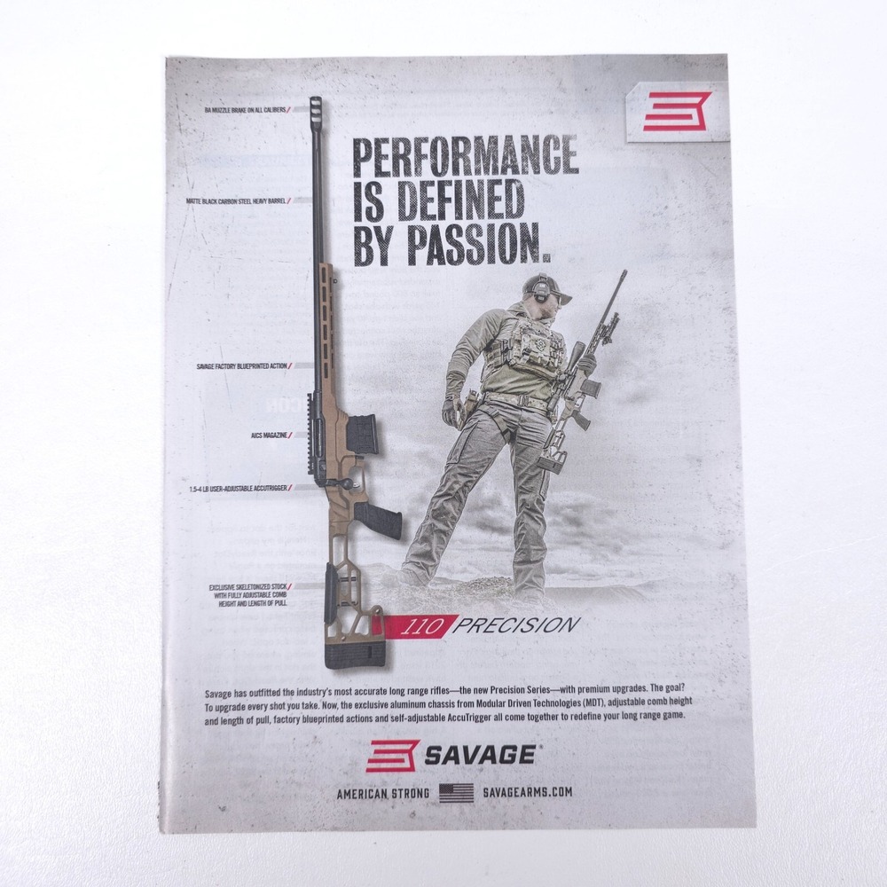 Savage Arms 110 Precision Long Range Rifle Magazine Print Ad Tactical Gun Decor